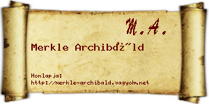 Merkle Archibáld névjegykártya